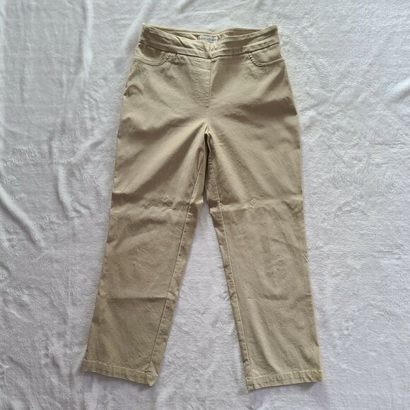 Drapers & Damons Pants Elastic Waist Pull On Light Beige Size Petite Medium PM - Picture 1 of 6